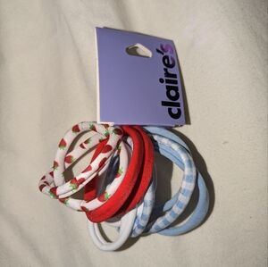 NWT Claire's Hair Tie Strawberry Gingham Set of 10